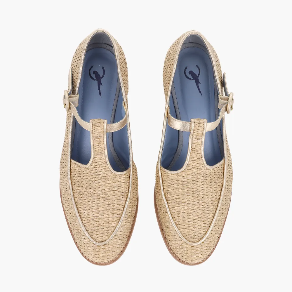 Loafer Buckle Palha Natural Blue Bird & Soleah Palha