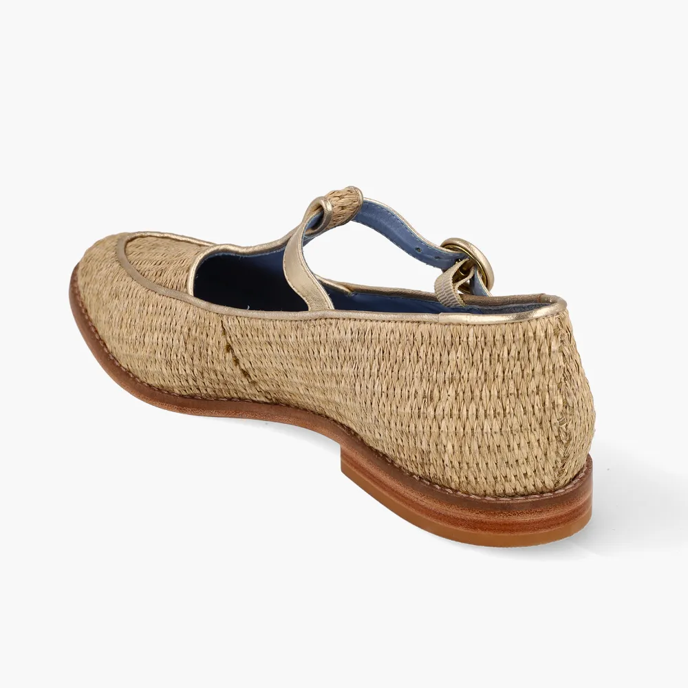 Loafer Buckle Palha Natural Blue Bird & Soleah Palha