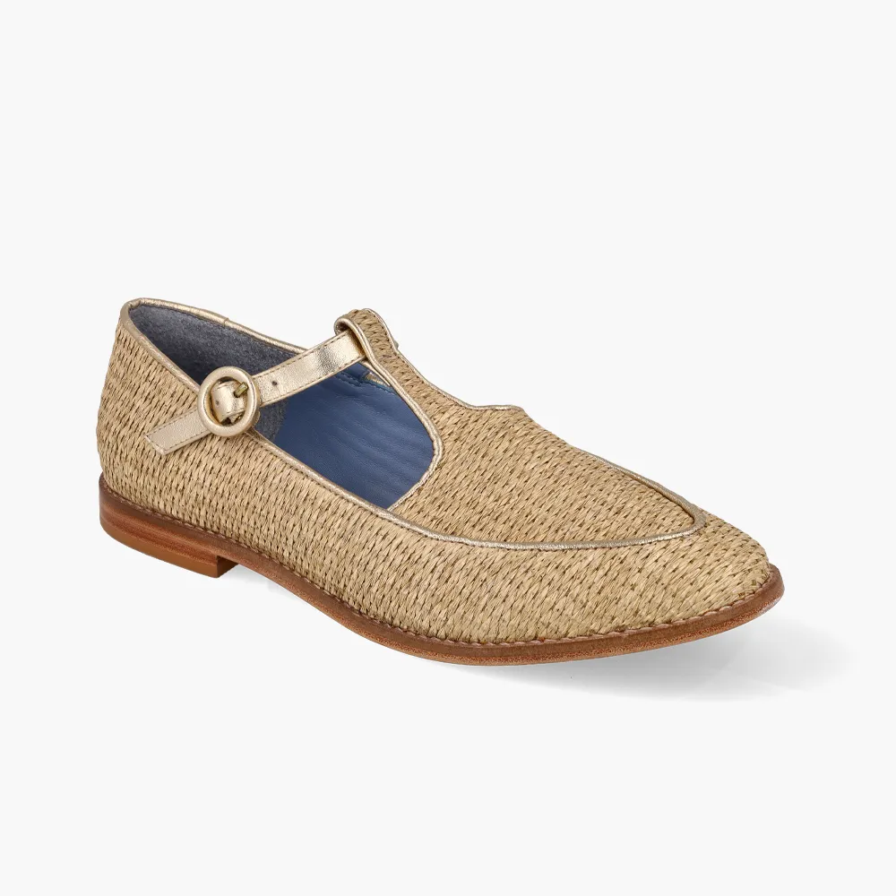 Loafer Buckle Palha Natural Blue Bird & Soleah Palha