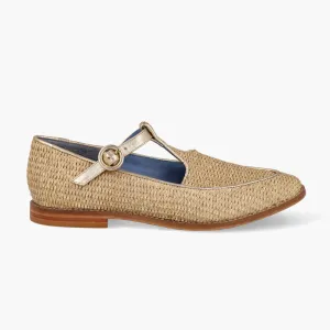 Loafer Buckle Palha Natural Blue Bird & Soleah Palha