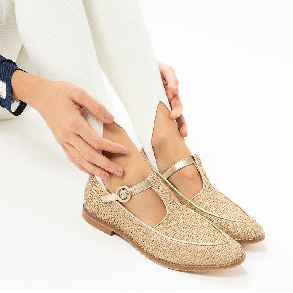 Loafer Buckle Palha Natural Blue Bird & Soleah Palha