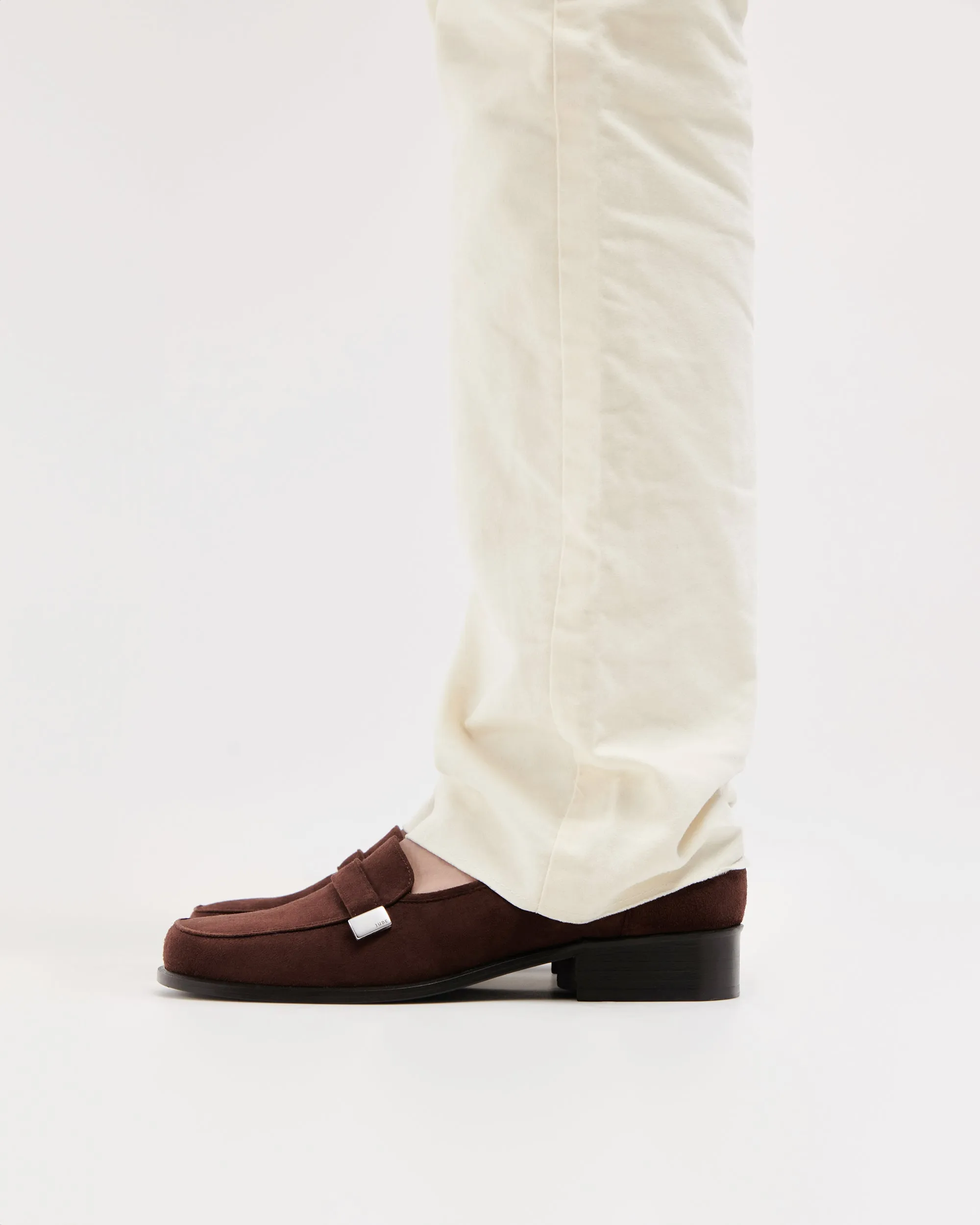 Logo Loafer in Brown Suede Leather