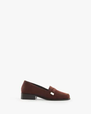 Logo Loafer in Brown Suede Leather