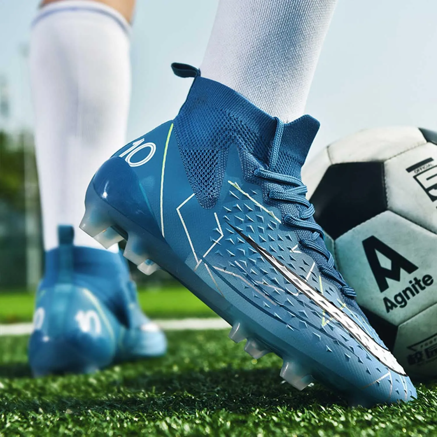MEBAMY Men's Soccer Cleats Indoor Turf Lightweight Performance Training Soccer Shoes Soft Ground Athletic Football Boots Outdoor