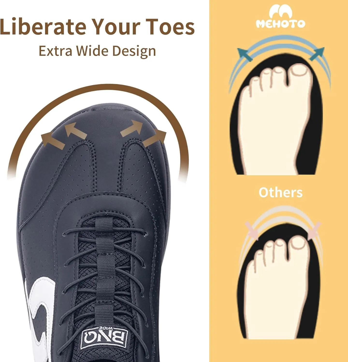MEHOTO Mens Wide Toe Box Shoes Walking Arch Support Sneakers Comfortable Tennis Slip On Casual Shoes for Swelling Bunion Plantar Fasciitis US 7-12