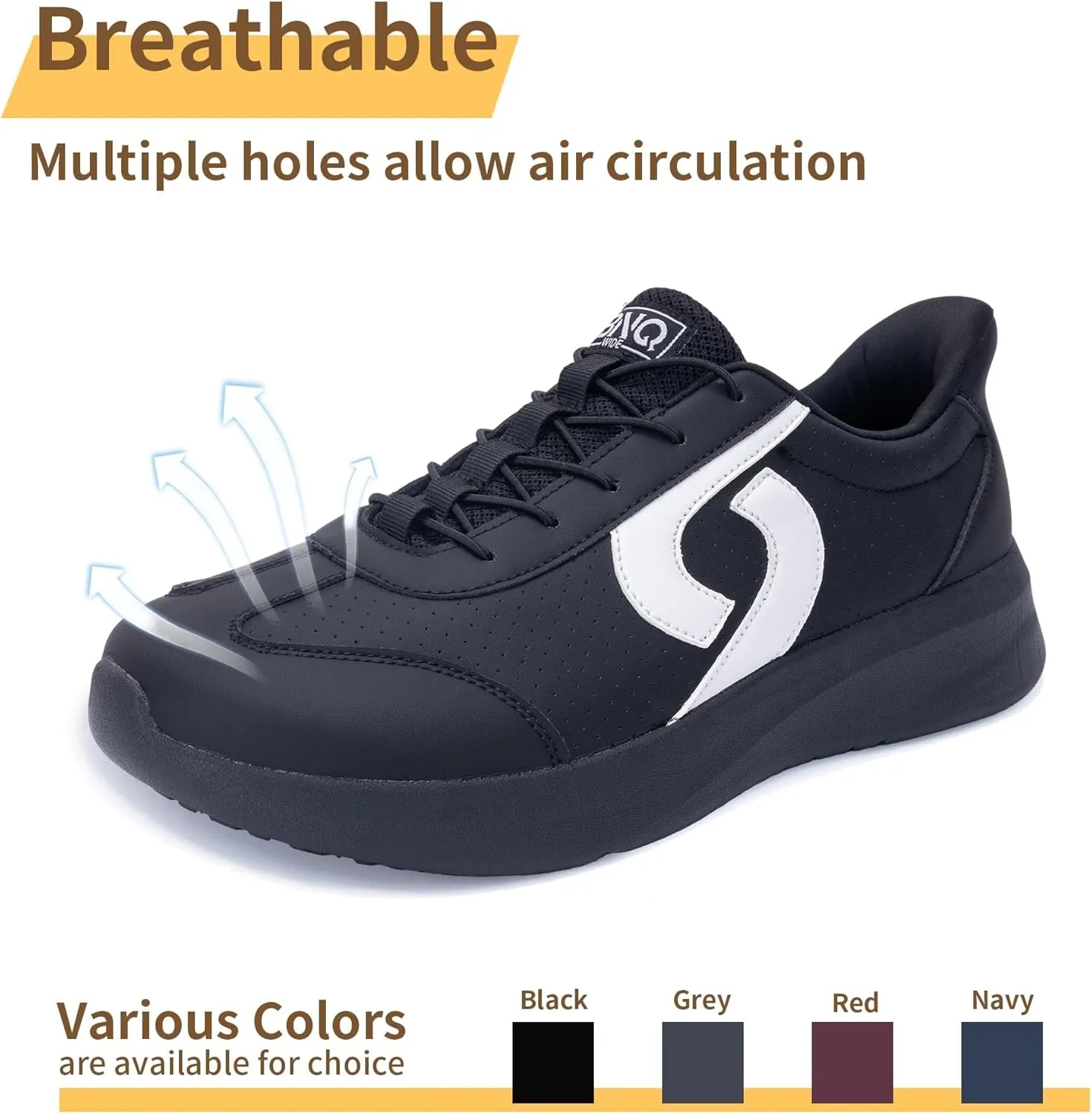 MEHOTO Mens Wide Toe Box Shoes Walking Arch Support Sneakers Comfortable Tennis Slip On Casual Shoes for Swelling Bunion Plantar Fasciitis US 7-12