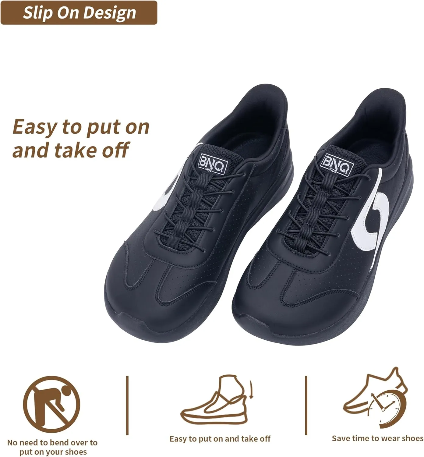 MEHOTO Mens Wide Toe Box Shoes Walking Arch Support Sneakers Comfortable Tennis Slip On Casual Shoes for Swelling Bunion Plantar Fasciitis US 7-12