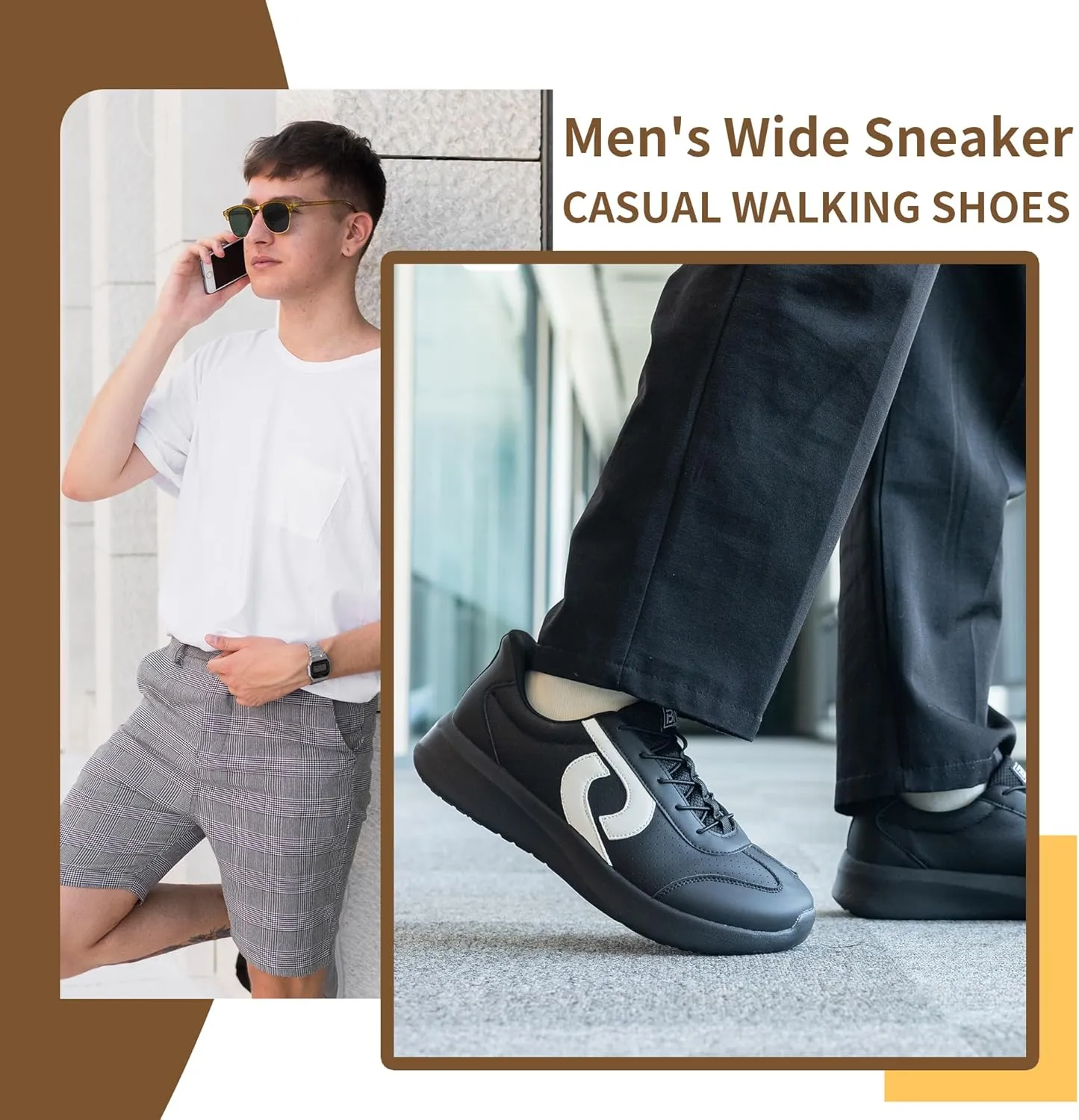 MEHOTO Mens Wide Toe Box Shoes Walking Arch Support Sneakers Comfortable Tennis Slip On Casual Shoes for Swelling Bunion Plantar Fasciitis US 7-12