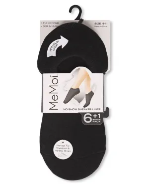 Memoi Womens 7 Pair Pack Cotton Blend No Show Sneaker Liners - Mp057
