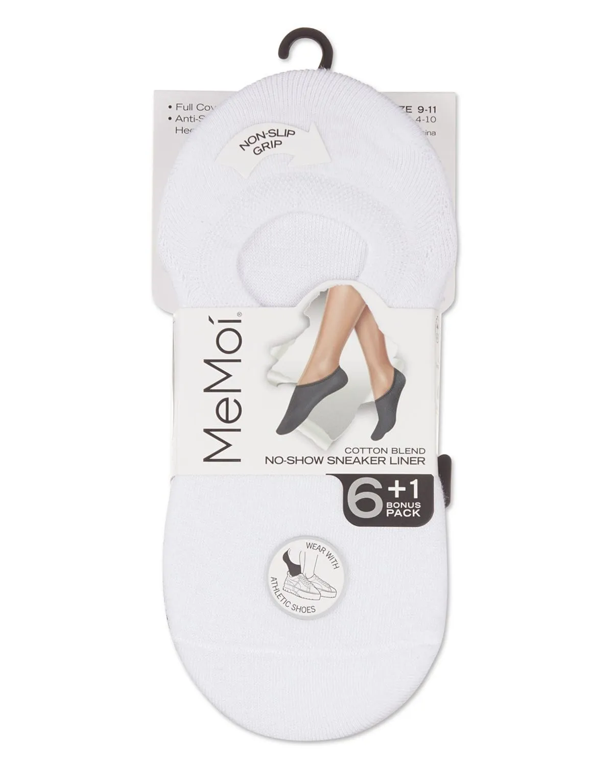 Memoi Womens 7 Pair Pack Cotton Blend No Show Sneaker Liners - Mp057