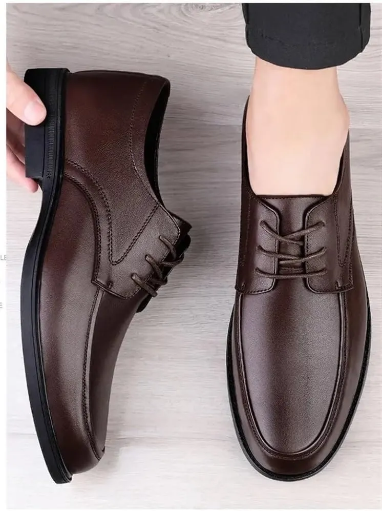 Men Dress Oxford Shoes Lace Up Casual Wingtip Synthetic Leather Business Tuxedo Wedding Non Slip Anti-Slip Formal