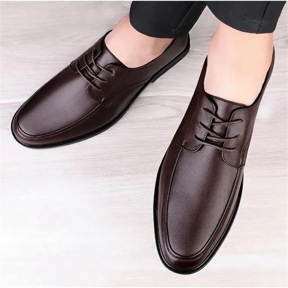 Men Dress Oxford Shoes Lace Up Casual Wingtip Synthetic Leather Business Tuxedo Wedding Non Slip Anti-Slip Formal
