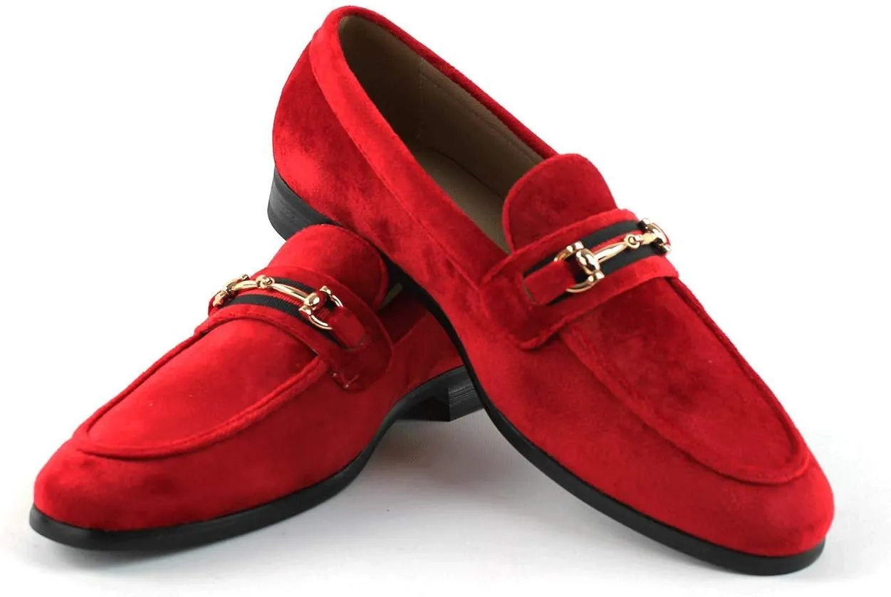 Men's Dress Shoes Loafer with Gold Buckle Slip On Formal Modern Classic