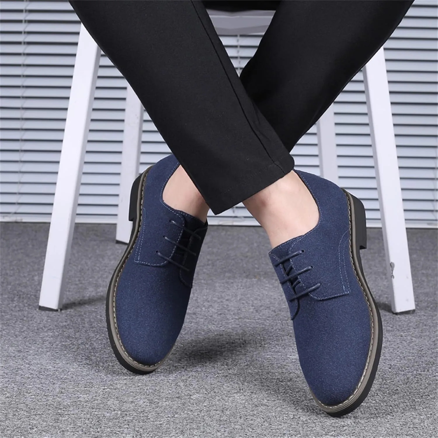 Mens Oxfords Shoes Classic Faux Suede Lace-Up Wedding Shoes Comfortable Business Walking Formal Dress Shoes for Men