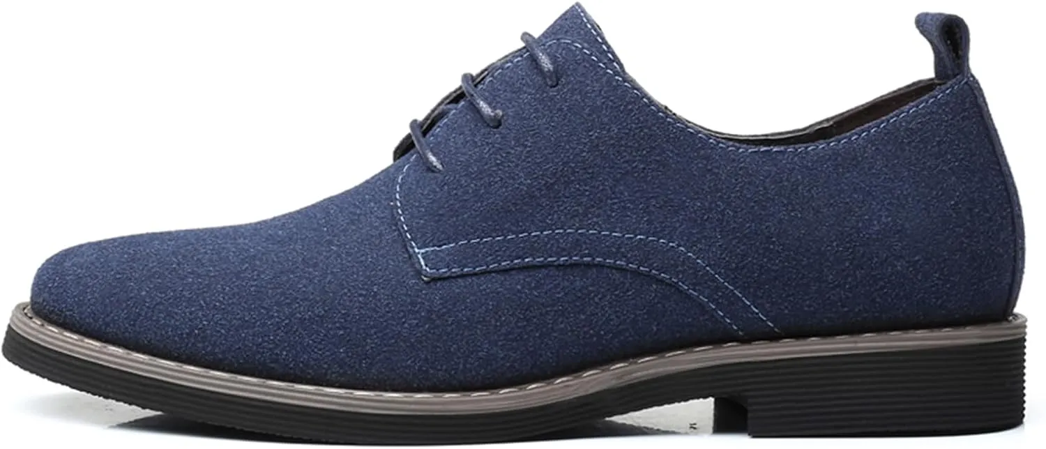 Mens Oxfords Shoes Classic Faux Suede Lace-Up Wedding Shoes Comfortable Business Walking Formal Dress Shoes for Men