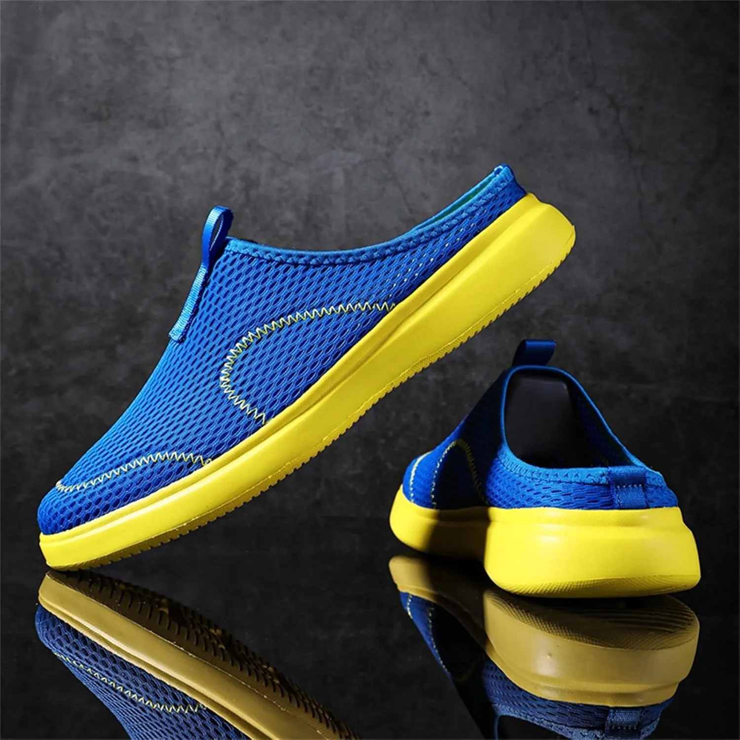 Men's Slip Shoes Fashion Summer Men Casual Shoes Breathable Mesh Shallow Wear Lightweight Casual Half Slippers