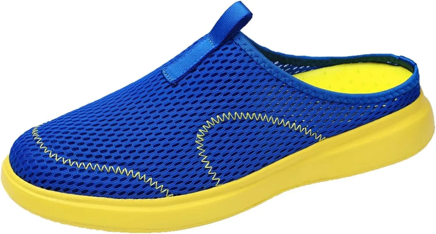 Men's Slip Shoes Fashion Summer Men Casual Shoes Breathable Mesh Shallow Wear Lightweight Casual Half Slippers