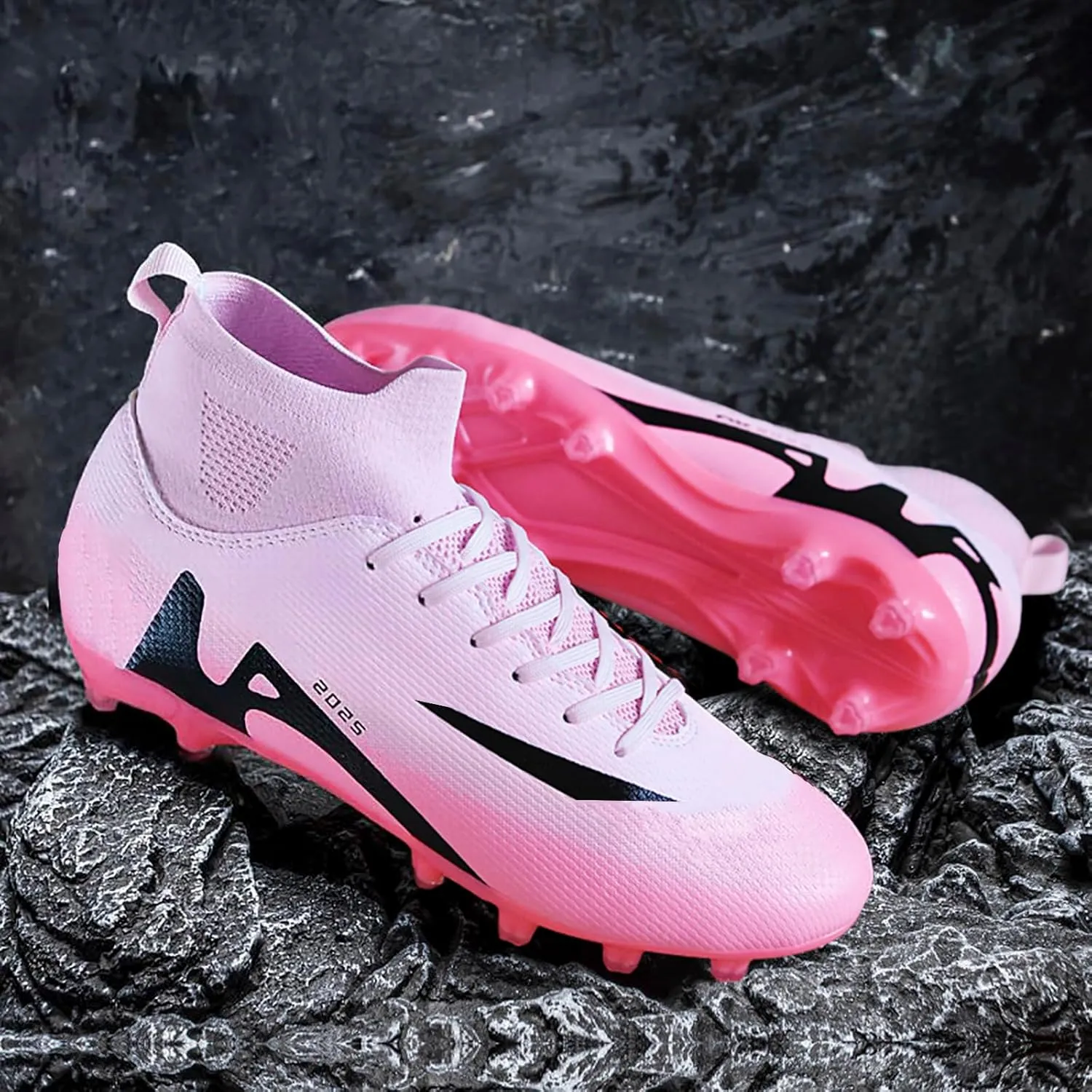 Men's Soccer Shoes Football Cleats High-Tops Lace-Up Non-Slip Spikes Indoor Outdoor Sports Athletic Baseball Lacrosse Sneaker