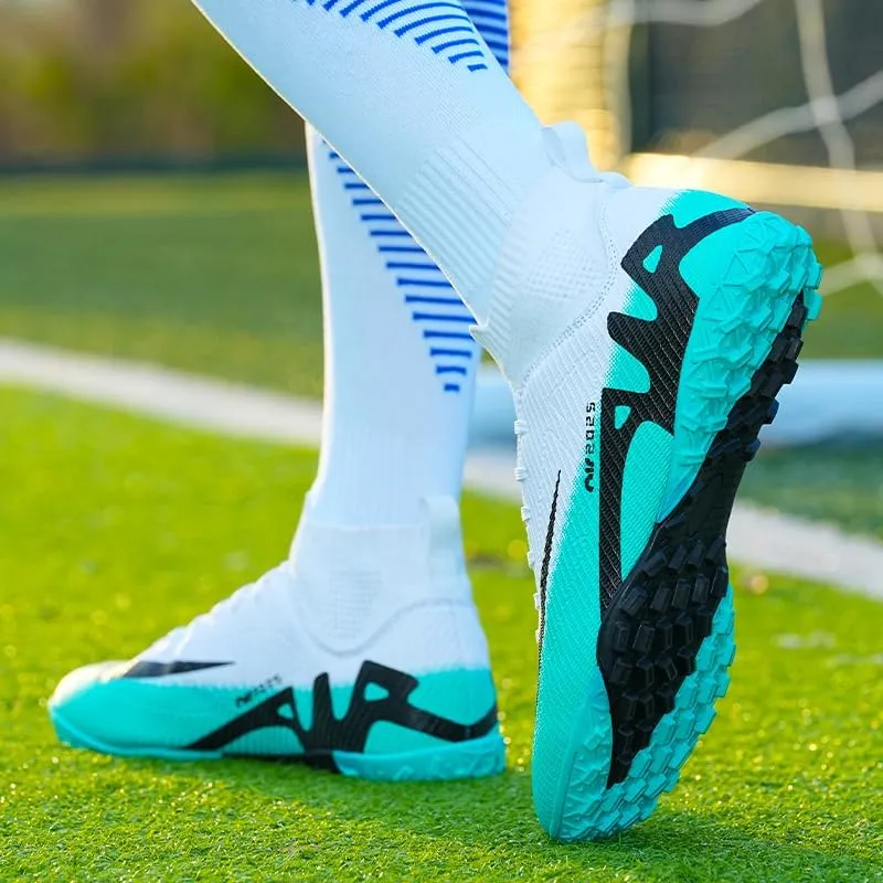 Men's Soccer Shoes Football Cleats High-Tops Lace-Up Non-Slip Spikes Indoor Outdoor Sports Athletic Baseball Lacrosse Sneaker