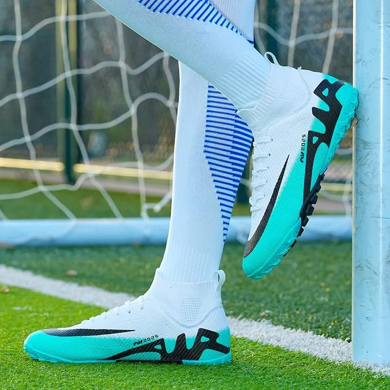 Men's Soccer Shoes Football Cleats High-Tops Lace-Up Non-Slip Spikes Indoor Outdoor Sports Athletic Baseball Lacrosse Sneaker