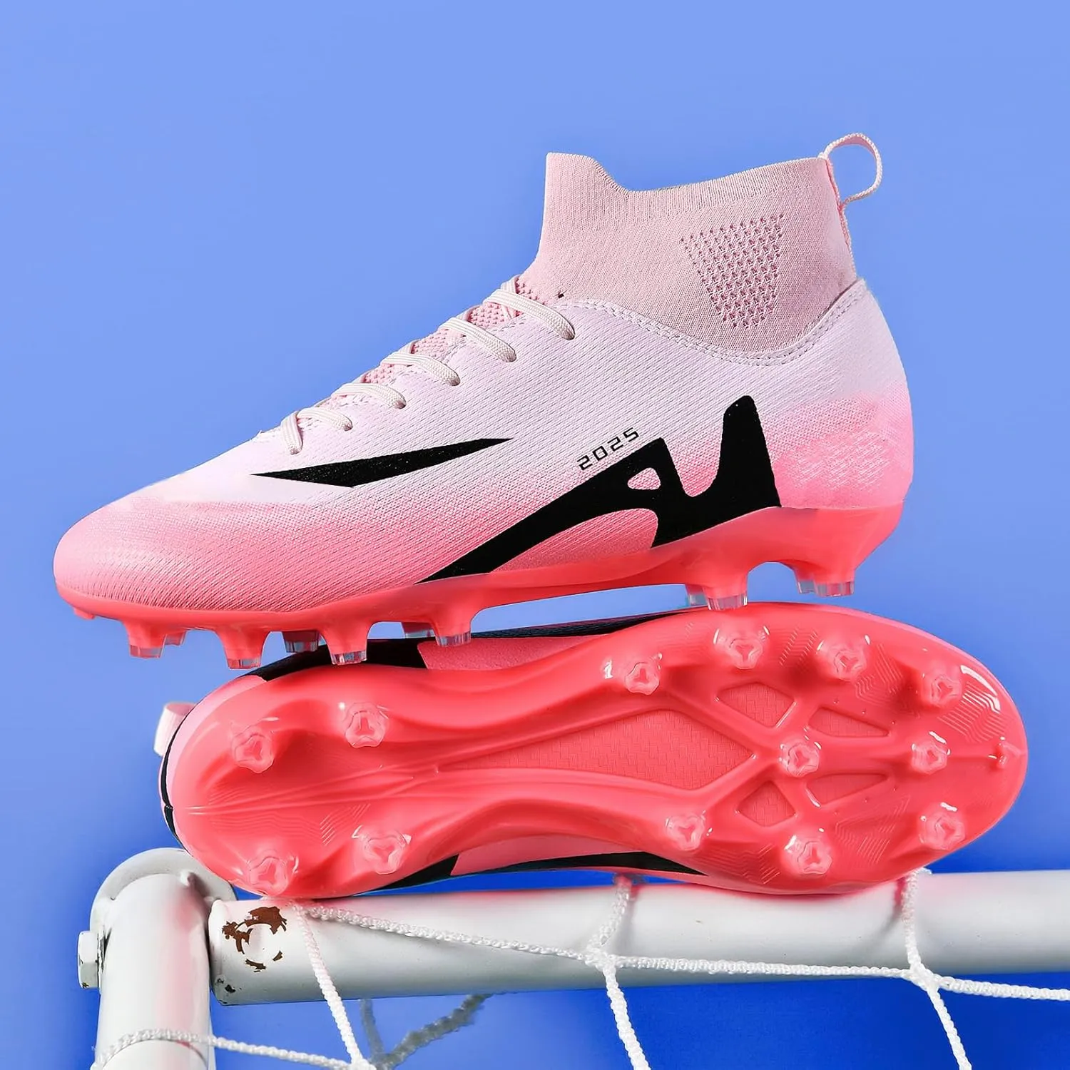 Men's Soccer Shoes Football Cleats High-Tops Lace-Up Non-Slip Spikes Indoor Outdoor Sports Athletic Baseball Lacrosse Sneaker