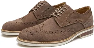 Men's Suede lace-up Brogue Wingtip Oxford Shoes Fashion Pointed Toe Classic Business Oxfords Shoes Wedding Business Dress Leather Shoes