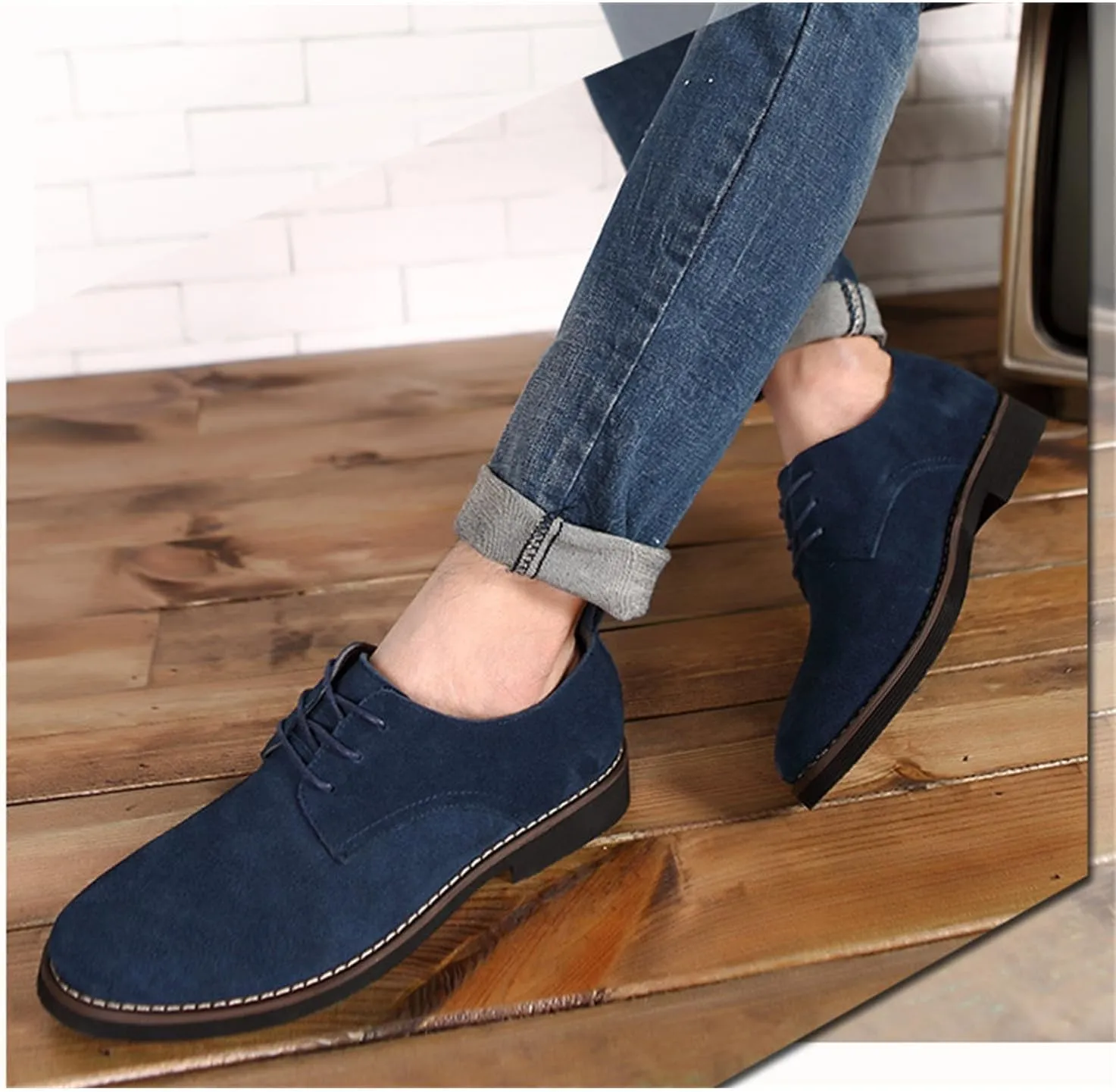 Men's Suede Lace Up Oxfords Classic Wing Tips Dress Shoes Casual Luxury Business Work Office Derby Shoes