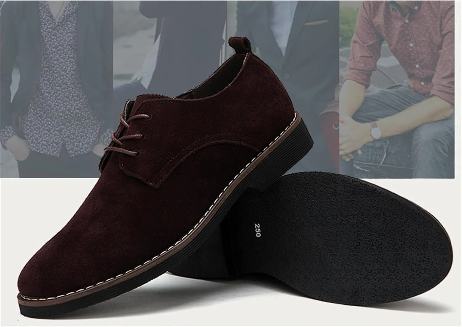 Men's Suede Lace Up Oxfords Classic Wing Tips Dress Shoes Casual Luxury Business Work Office Derby Shoes
