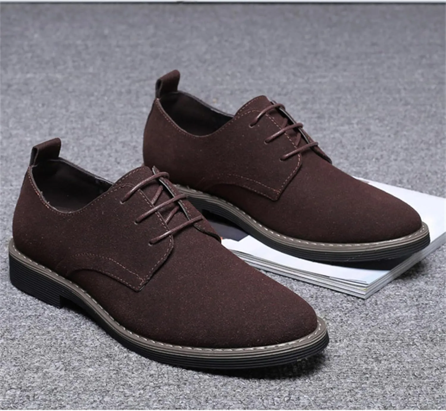Men's Suede Lace Up Oxfords Classic Wing Tips Dress Shoes Casual Luxury Business Work Office Derby Shoes