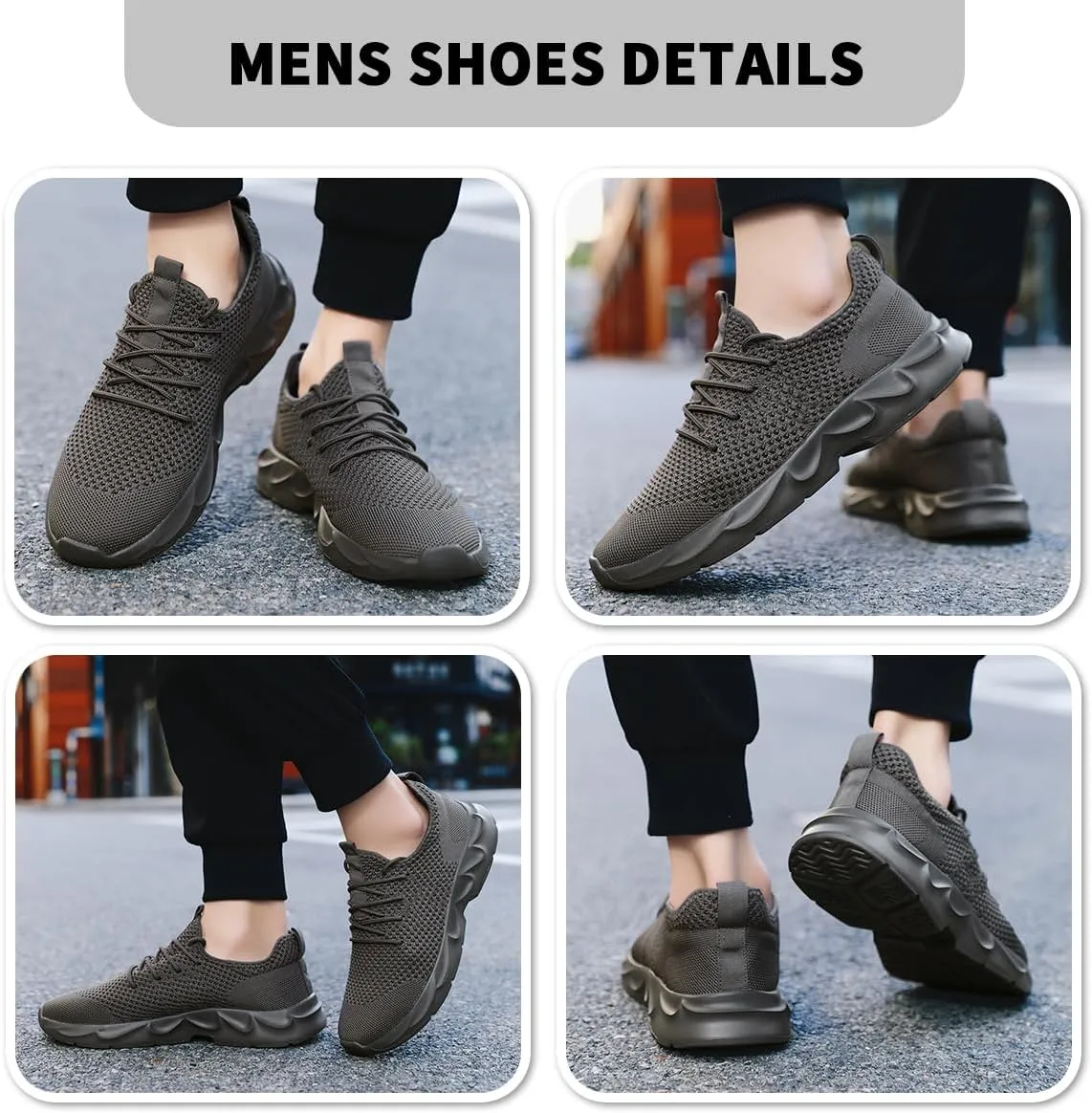 Mens Walking Shoes Slip On Tennis Non Slip Sneakers Outdoor Running Sports Trainers Athletic Sneaker Road Casual Workout Lightweight Shoes