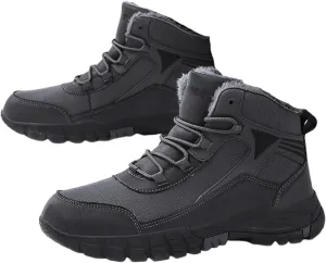 Mens Winter Warm Waterproof Non Slip High Top Fur Lined Snow Boots, Plus Size Hiking Walking Shoes Warm Comfortable, for Hiking, Trekking, Walking, Camping, Outdoor Athletic