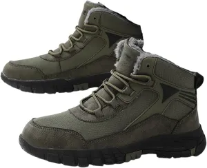 Mens Winter Warm Waterproof Non Slip High Top Fur Lined Snow Boots, Plus Size Hiking Walking Shoes Warm Comfortable, for Hiking, Trekking, Walking, Camping, Outdoor Athletic