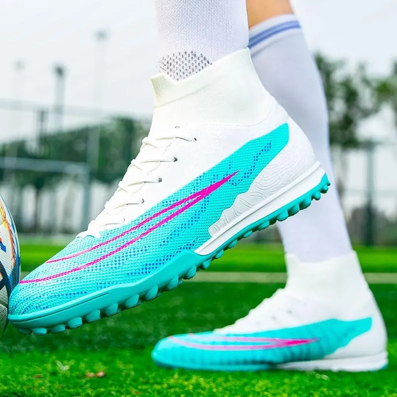 Men's Womens Indoor Soccer Shoes Football Cleats Low-Tops Lace-Up Non-Slip Spikes Sports Athletic Futsal TF Turf Sneaker