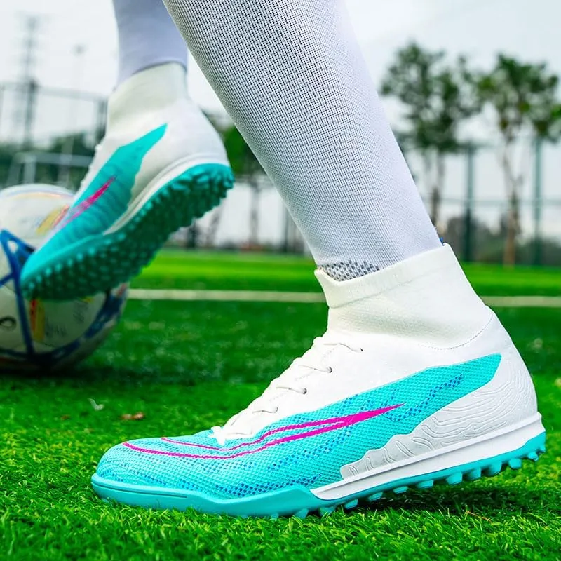 Men's Womens Indoor Soccer Shoes Football Cleats Low-Tops Lace-Up Non-Slip Spikes Sports Athletic Futsal TF Turf Sneaker