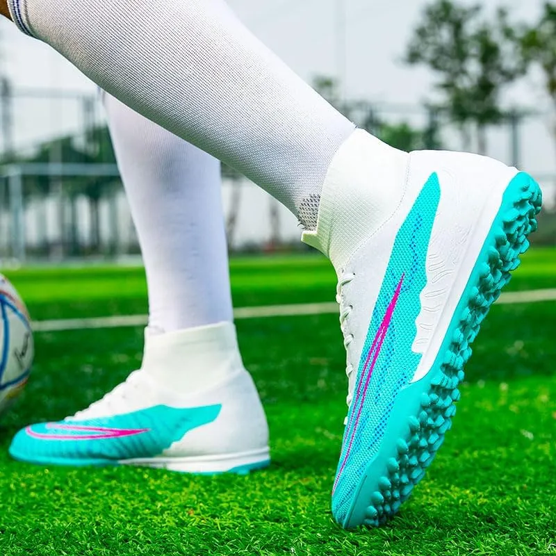 Men's Womens Indoor Soccer Shoes Football Cleats Low-Tops Lace-Up Non-Slip Spikes Sports Athletic Futsal TF Turf Sneaker