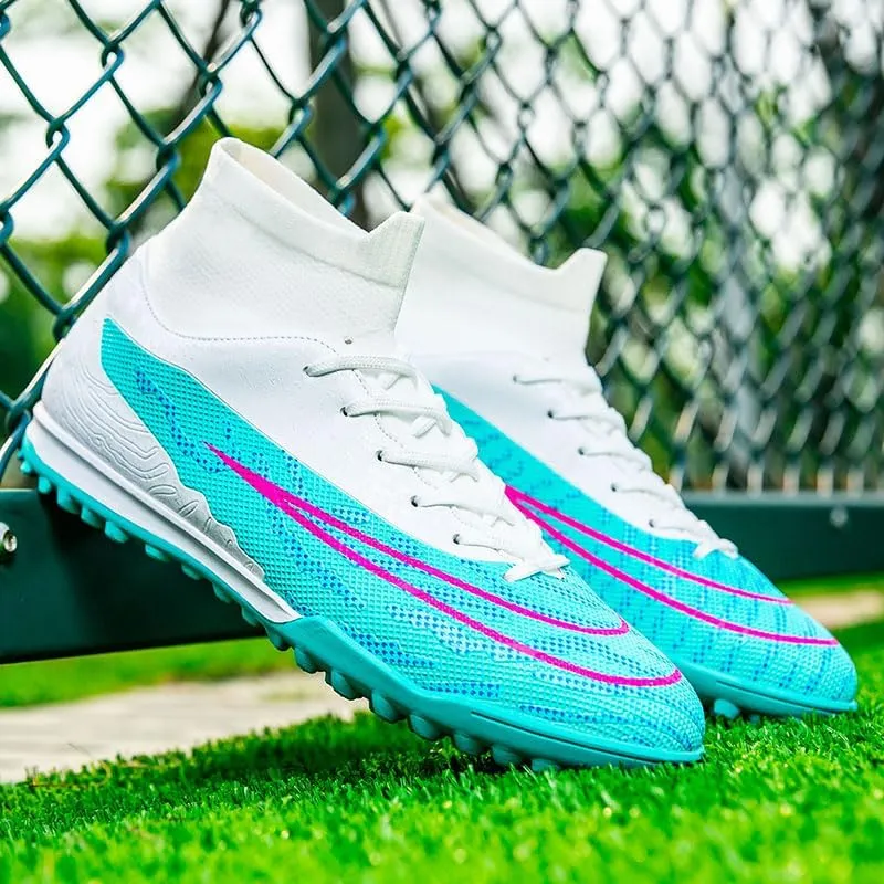 Men's Womens Indoor Soccer Shoes Football Cleats Low-Tops Lace-Up Non-Slip Spikes Sports Athletic Futsal TF Turf Sneaker
