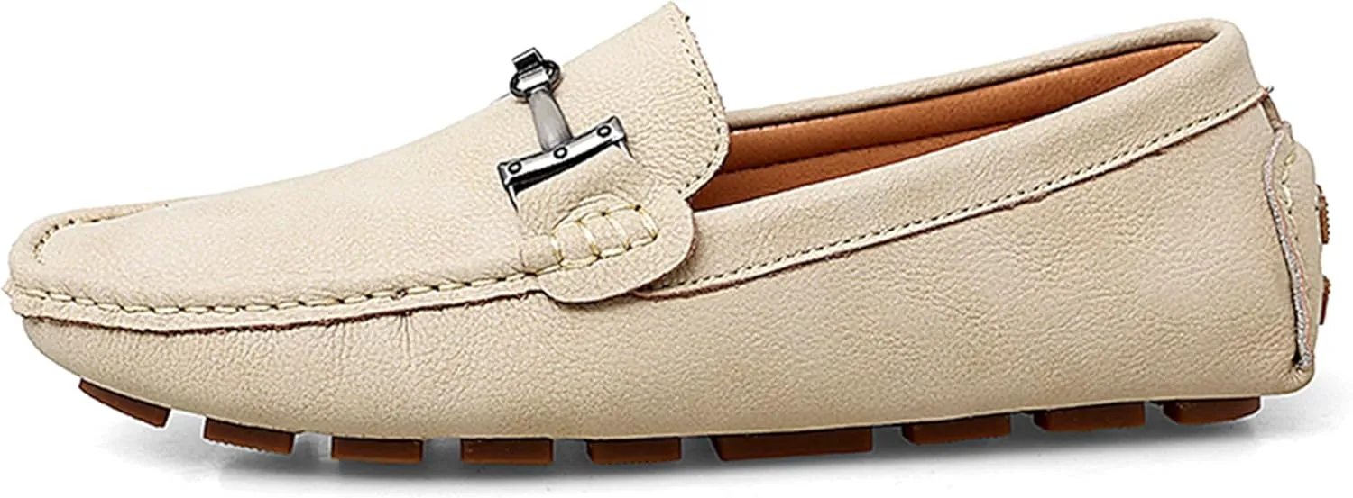 Minishion Comfortable Dress Loafers for Men with Buckle Summer Casual Shoes YY005