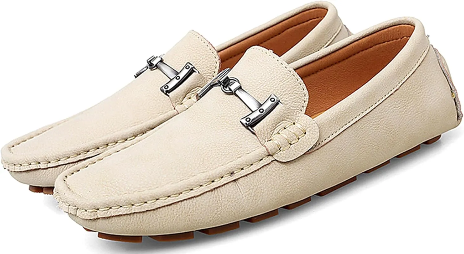 Minishion Comfortable Dress Loafers for Men with Buckle Summer Casual Shoes YY005