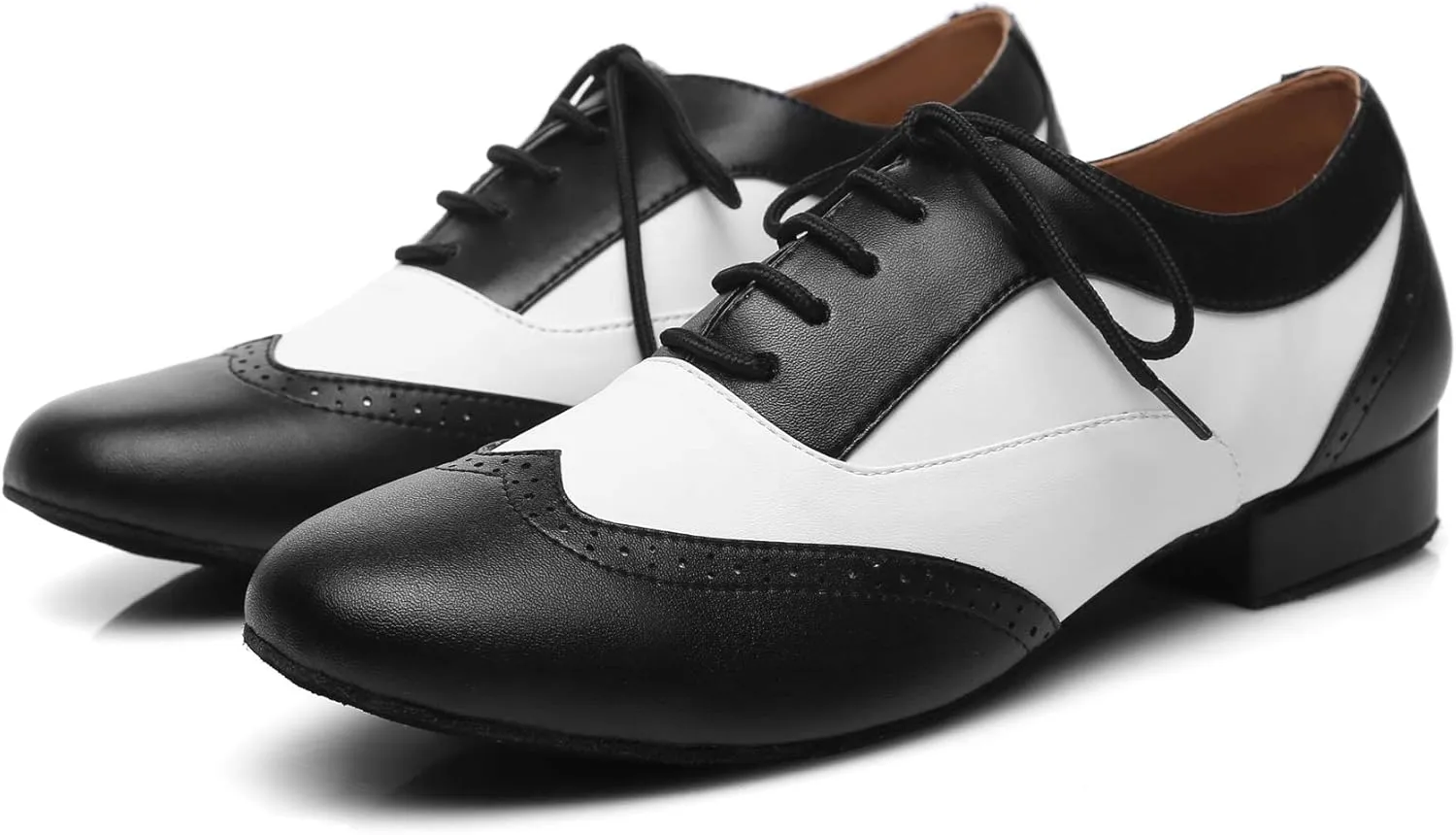 Minishion Dancing Shoes for Men 1" Standard Heel Leather Ballroom Dance Shoes