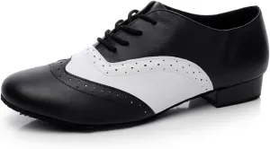 Minishion Dancing Shoes for Men 1" Standard Heel Leather Ballroom Dance Shoes