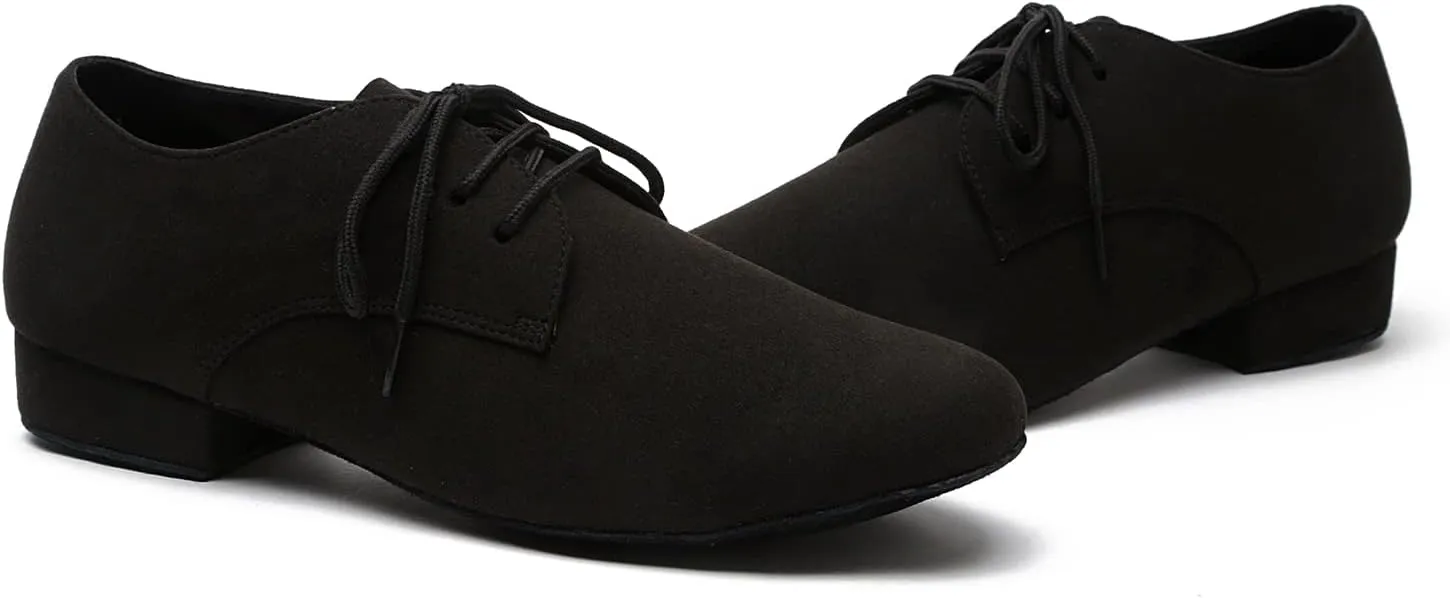Minishion Dancing Shoes for Men 1" Standard Heel Leather Ballroom Dance Shoes