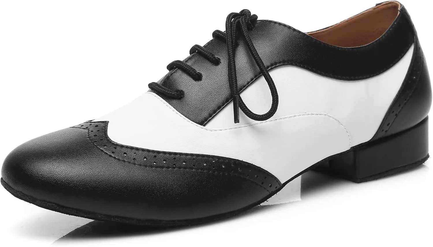 Minishion Dancing Shoes for Men 1" Standard Heel Leather Ballroom Dance Shoes