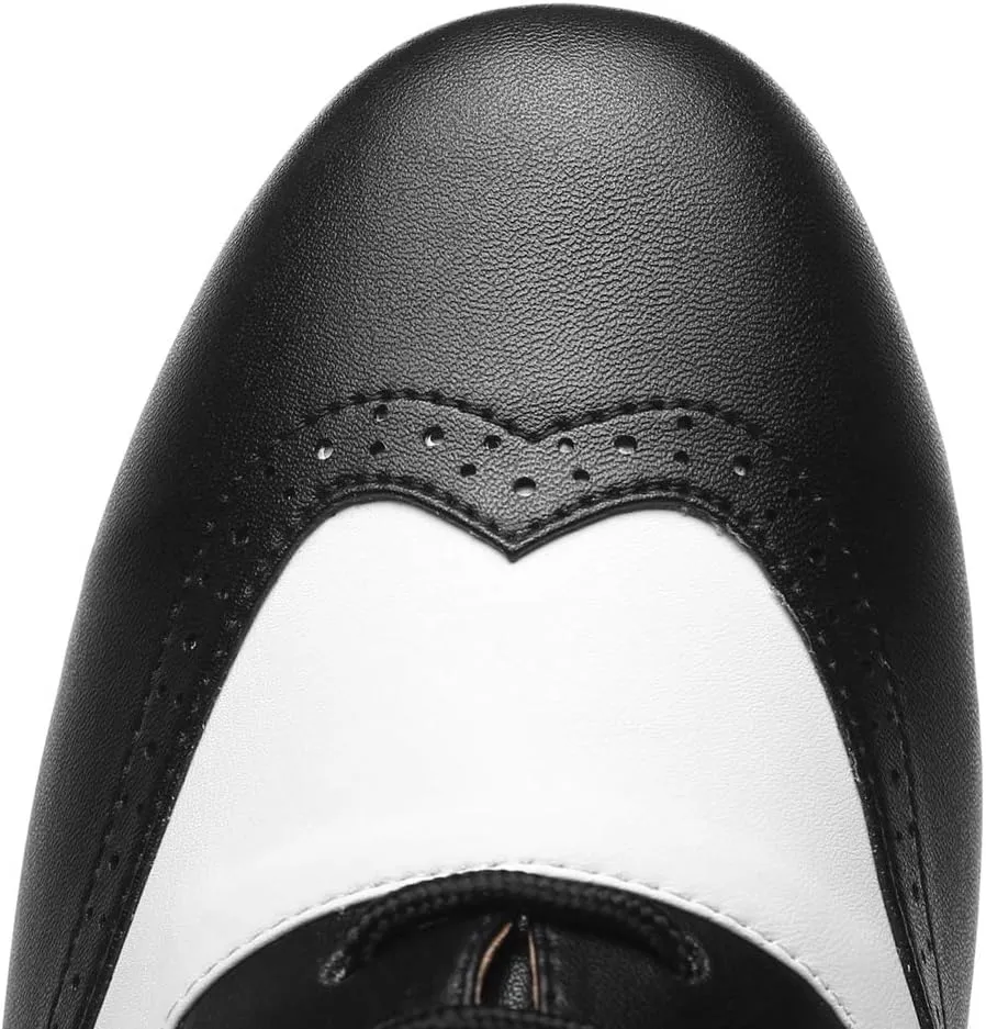 Minishion Dancing Shoes for Men 1" Standard Heel Leather Ballroom Dance Shoes
