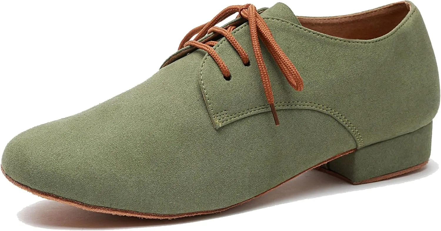 Minishion Dancing Shoes for Men 1" Standard Heel Leather Ballroom Dance Shoes