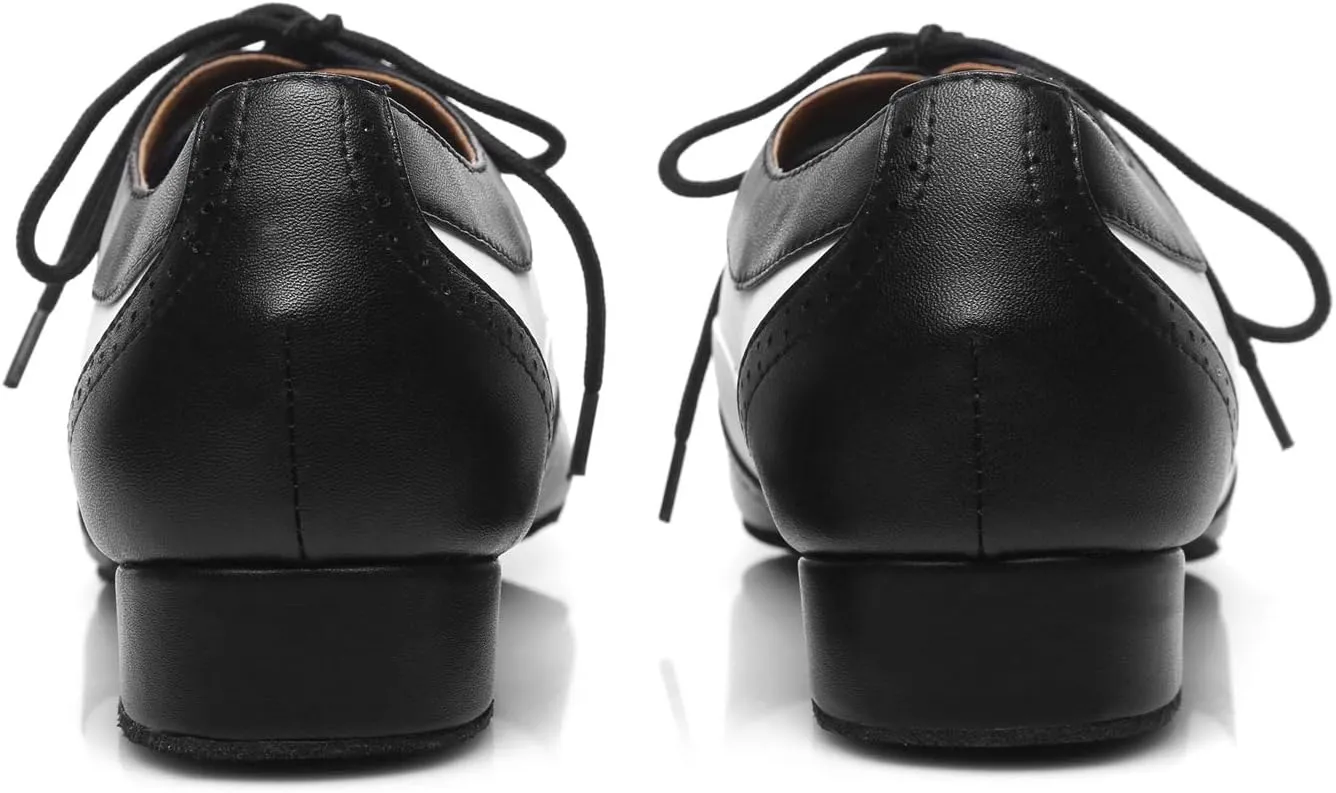 Minishion Dancing Shoes for Men 1" Standard Heel Leather Ballroom Dance Shoes