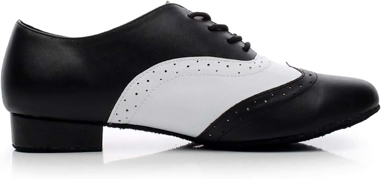 Minishion Dancing Shoes for Men 1" Standard Heel Leather Ballroom Dance Shoes