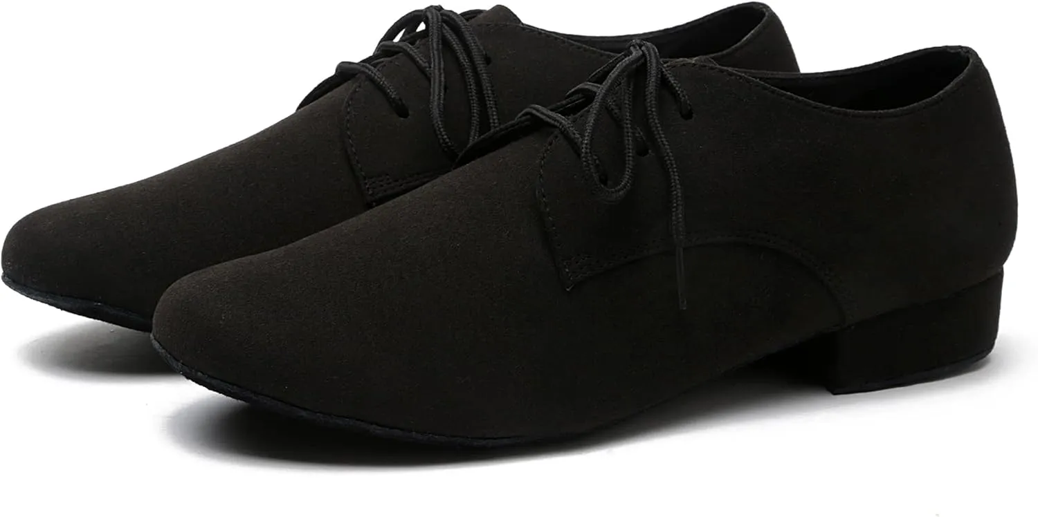 Minishion Dancing Shoes for Men 1" Standard Heel Leather Ballroom Dance Shoes