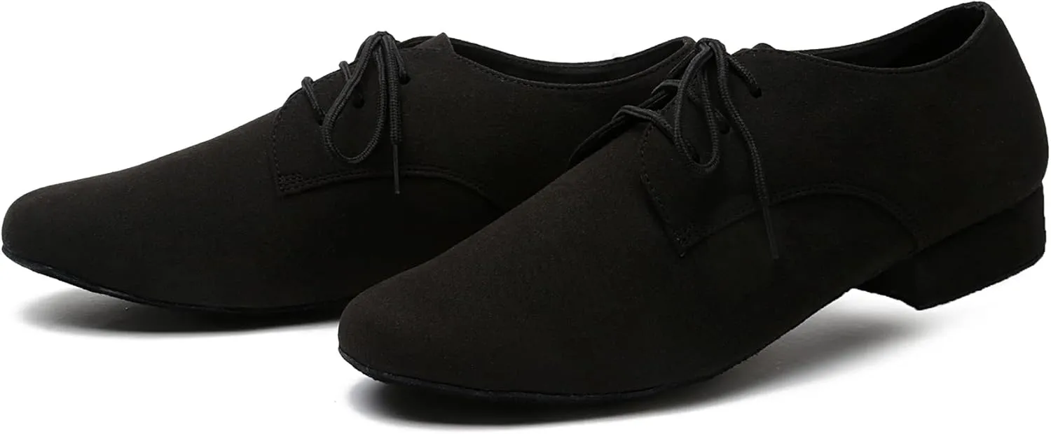 Minishion Dancing Shoes for Men 1" Standard Heel Leather Ballroom Dance Shoes