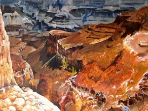 Mule Train at the Grand Canyon - 16x20"