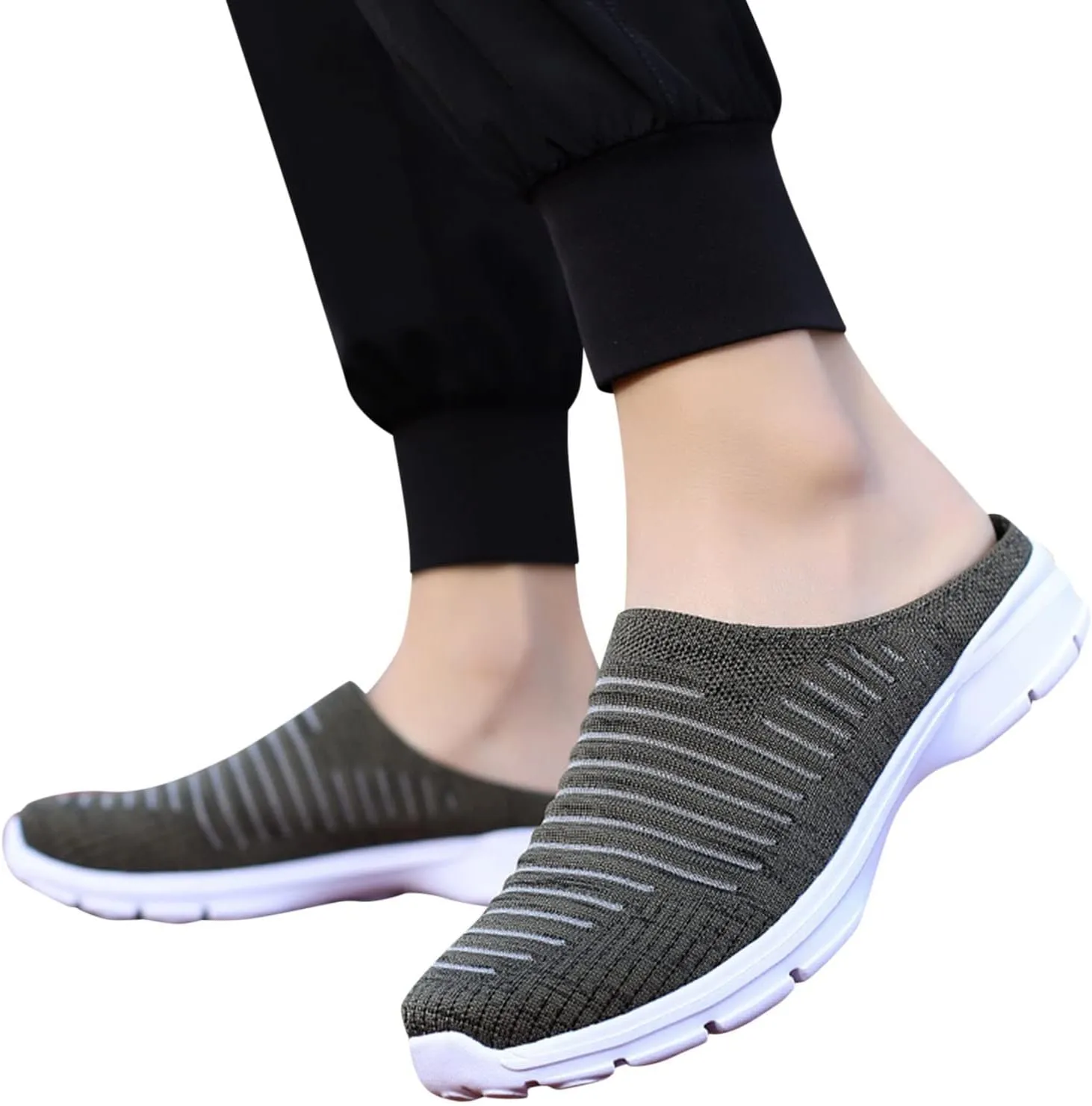 Mules for Women 2025 Backless Walking Sneakers Running Shoes for Women Comfort Slip On Shoes Casual Black Sneakers Tennis Shoe Loafers Casual Slip On
